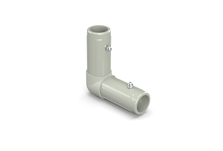 Round tubing 90 degree elbow with spring button